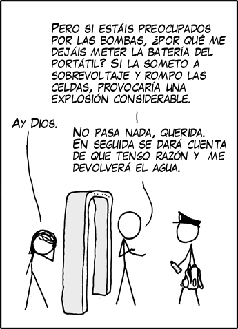 La batería de un portátil contiene más o menos la energía de una granada de mano, y si la cortocircuitas... ¡Oye! ¡No puedes arrestarme solo por demostrar que vuestras leyes son inconsistentes!